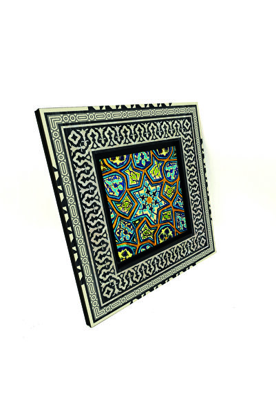 Sadrazam Motiv Mihrap Moscheea Verde din Bursa cu imprimeu Tabla din lemn MDF A.Sdf 20cm x 20cm |   1G-GreenMosquePattern1