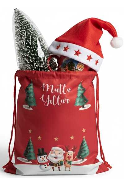 Nobrand Yılbaşı Hediye Seti - Mini Çam Ağacı + Kupa +Şapka+Baskılı çanta