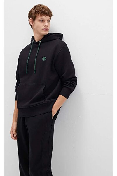 Mavi 065809 Logo Embroidered Men's Hooded Sweatshirt Black