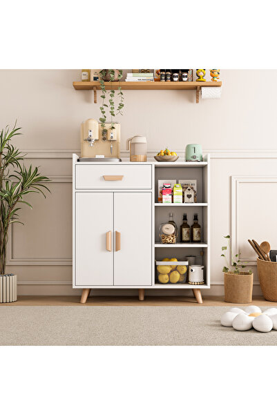 Venpara 3-Tier Adjustable Kitchen Storage Rack, Coffee Corner Table & Microwave Stand with Drawer