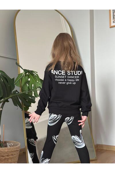 CoolCix Girls' Seasonal Cotton Fabric Printed Tights and Sweatshirt 2-Piece Set