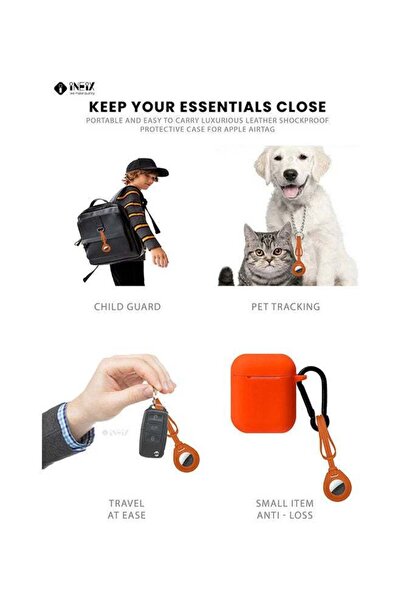 ineix Leather Waterproof Protective Case Cover With Key Ring For Apple AirTag