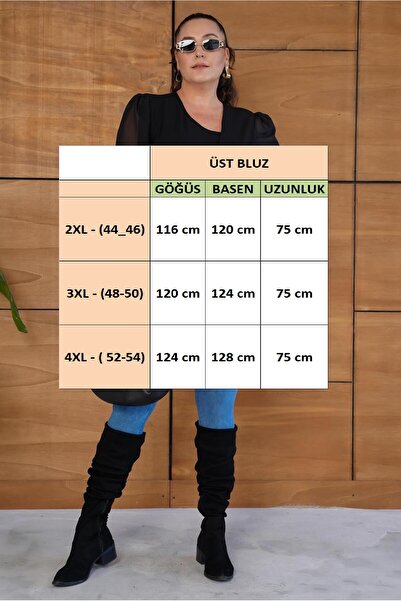 FOR ESRA BIG TREND Women's Plus Size Double-Breasted Collar Accessory Detail Long Chiffon Sleeve Woven Crepe Stretchy Blouse