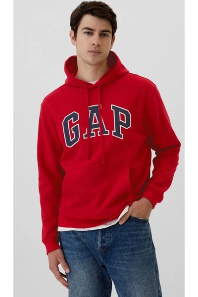 GAP V-Heritage Logo SNL 674148 Чоловічий світшот з капюшоном ЧЕРВОНИЙ
