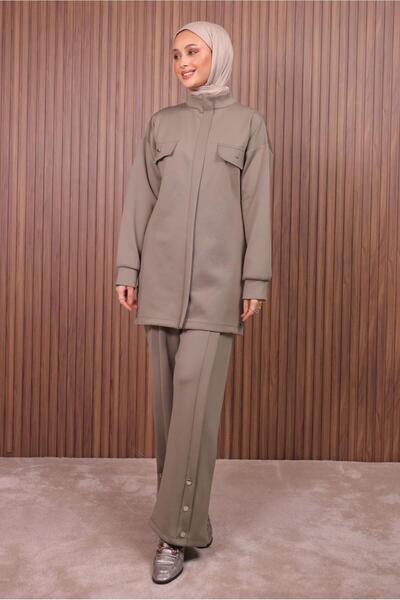 TRENDTESETTÜR Women's Brown (Soil) Pants with Scuba Knitted Suit t 7235