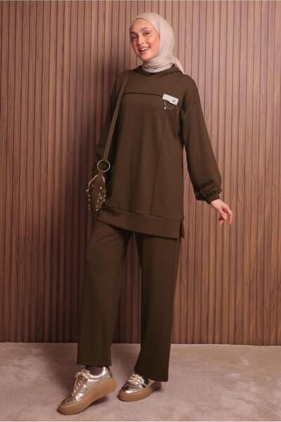 TRENDTESETTÜR Women's Brown Hooded Pants Suit t 2017