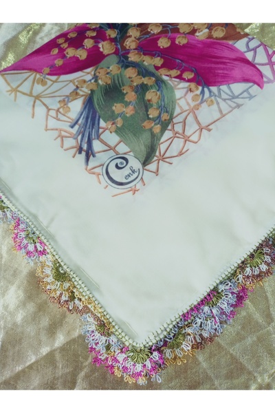 Cenk Ve Reyhan El Emeği̇ Needlework Embroidery for Writing, Scarf, Yemeni, Mevli̇t Cover, Gift with 4 Sides Embroidered