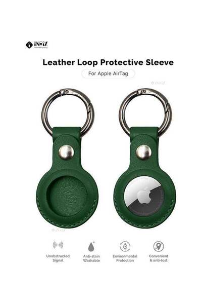 ineix Leather Waterproof Protective Case Cover With Key Ring For Apple AirTag
