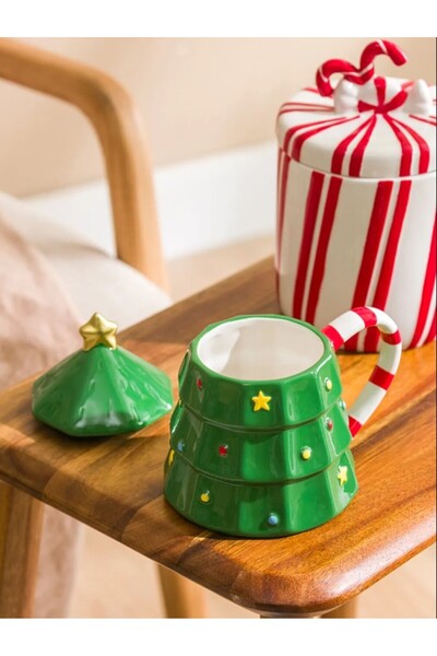 LC Waikiki Lcw Home Green Pine Tree Shaped Ceramic Mug 407 ml