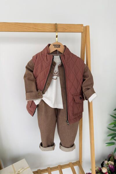 Minigimin Cicileri My Little One's Cicileri Inflatable Vest Set Sports 4-Piece Boy's Set - Tile