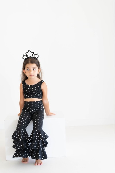 mon icone star printed crop top and pants set