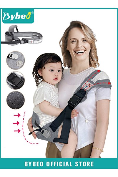 BYBEO حاملة أطفال مع حزام لدعم الخصر، حمالة أطفال مضادة للانزلاق، حمل أمامي م...
