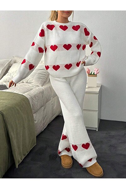 TOFAN TRİKO Oversize Set with Heart Detail