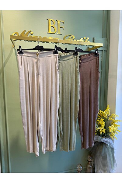 Sentez Neptün İpek Cupra Havuç Pantolon 5590 Yeşil