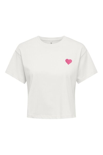 ONLY Damen T-Shirt - ONLBRIANNA LIFE O-NECK TOP BOX, Rundhals, Cropped, Regul...