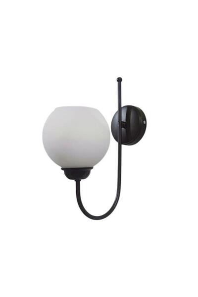 DEDE Black Static Painted Wall Sconce with Matte White Glass Looking Upwards