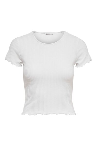 ONLY Damen T-Shirt - ONLEMMA SHORT TOP, Rundhals, Cropped, gerippt, einfarbig
