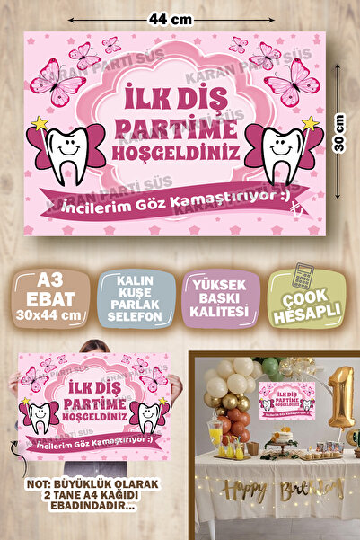 karanca parti süs İlk Dişim Çıktı Afişi Diş Buğdayı Diş Partisi Kız Bebek Afi...
