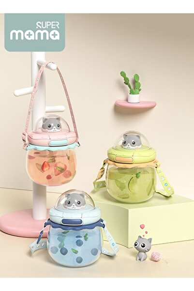 SUPERMAMA Kids Water Bottle With Straw Cute Leakproof Drinking Water Cups BPA Free Toddler Sippy Cup for Schoo