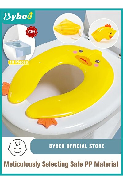 BYBEO Foldable Portable Travel Potty Training Seat and 10 PCS Extra Large Toilet Seats Covers Disposable W