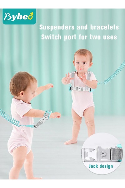 BYBEO 2 in 1 Toddler Leash, Baby Anti Lost Wrist Link, Child Safety Harness Tether, Kids Walking Wristband