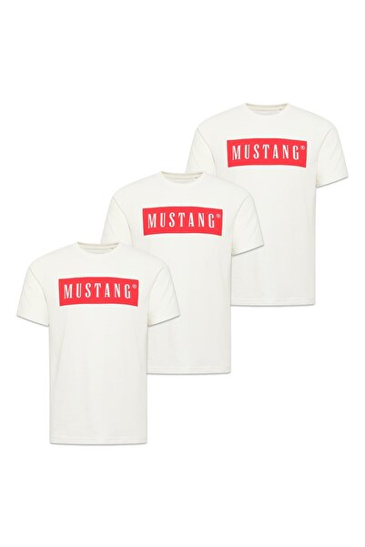 Mustang Herren T-Shirt 3er Pack - Austin, Big Logo, Bio-Baumwolle, Single Jersey