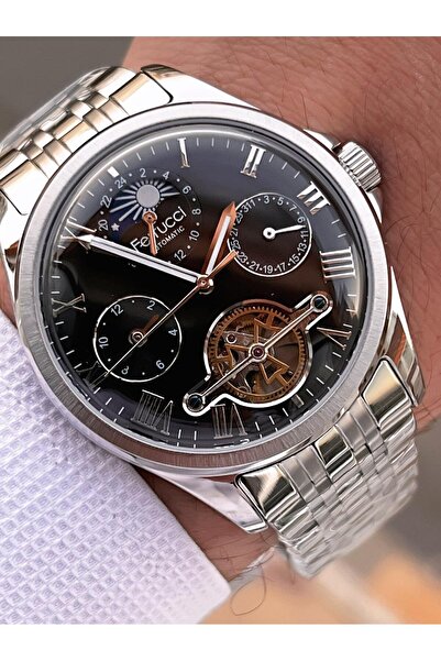 Ferrucci Automatic and Self-Winding Sun and Moon Phase Dial Steel Band Men's Wristwatch Bfc.03606.5