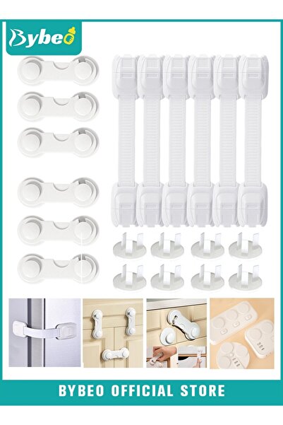 BYBEO مجموعة آمنة للأطفال مكونة من 20 قطعة، تتضمن 8 قطع من أغطية المقابس الآم...
