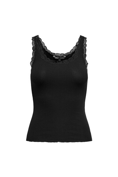 ONLY Damen Top - ONLSARA SHARAI LIFEW TANK TOP, Spitze, gerippt, Rundhals, Ba...