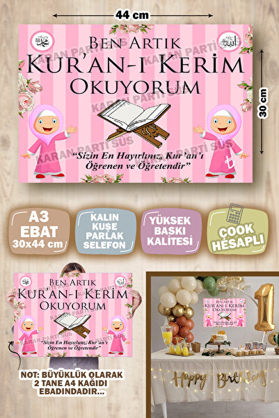 karanca parti süs Kuran Okuyorum Partisi İçin Afiş Kız Çocuk İçin Hatim Hafız...