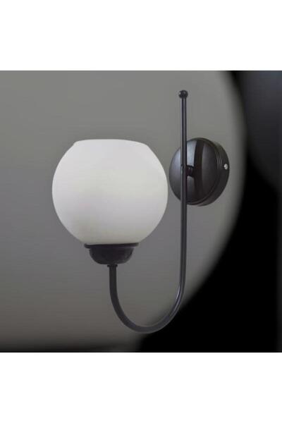 DEDE Black Static Painted Wall Sconce with Matte White Glass Looking Upwards