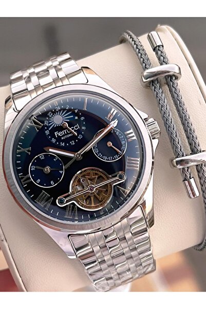 Ferrucci Automatic and Self-Winding Solar and Moonlight Dial Steel Band Men's Wristwatch Bfc.03606.1