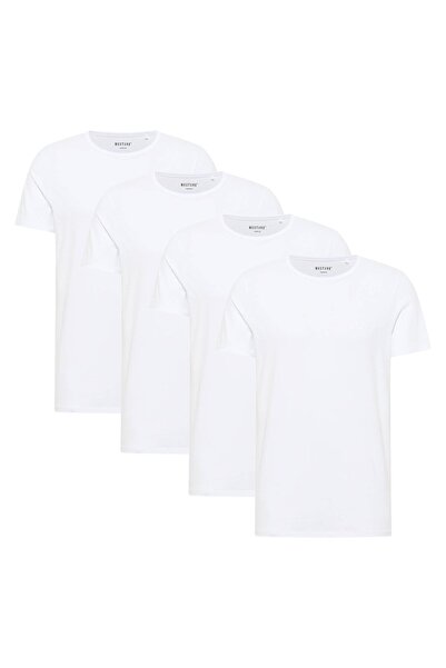 Mustang Herren T-Shirts, 4er Pack - Allen, Bio-Baumwolle, Single Jersey, Rundhals