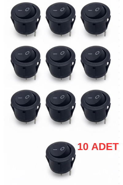 Devremarkt 10 Adet 23MM Yuvarlak 2 Pin Anahtar Buton Çoklu Kcd1 Siyah Plastik Mini Açma Kapama On / Off