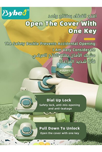 BYBEO Kids Water Bottle, Toddler Straw Cup With Double Drink Compartment, Portable Drinking Cup With Shoul