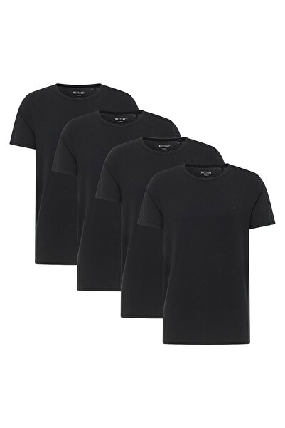 Mustang Herren T-Shirts, 4er Pack - Allen, Bio-Baumwolle, Single Jersey, Rund...