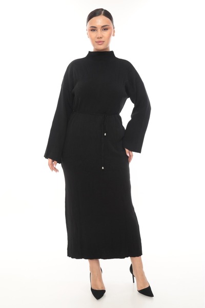 GÖZDE GİYİM Knitted Dress, Woven Fabric, Wide Sleeve, Standard Size