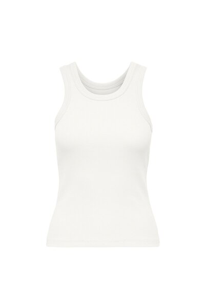 ONLY Damen Tank-Top - ONLVAL LIFE TANKTOP, Baumwolle, Rundhals, Slim Fit