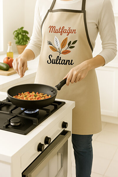 Bonny Home مريلة مطبخ من الكتان المطرز قابلة للغسل من سلطان المطبخ، مقاس قياس...