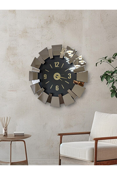Amisos Dekor Meridyen Model 80 cm Bronz Aynalı Dekoratif Duvar Saati – MDF Üz...