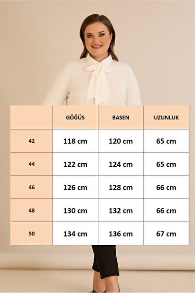 FOR ESRA BIG TREND Women's Plus Size Lapel Tie Button Long Sleeve Woven Shirt