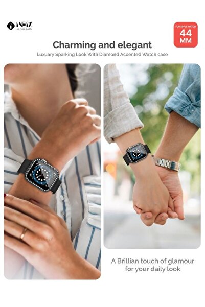 ineix Diamond Accented Case With Screen Protector For Apple Watch 44mm