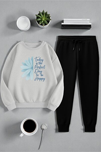 uyguntarz Unisex Today Is the Perfect Design Printed Crew Neck Sweatshirt - 2-Piece Tracksuit Set