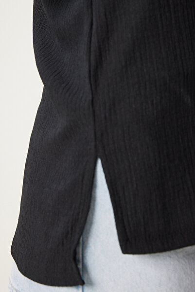 Lovelyİstanbul Patterned Long Sleeve Knitted Blouse Lzh0016 Black