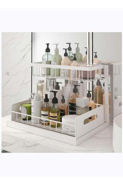 fulina Under Sink Organizer Pull Out Cabinet Organizer 2-Tier Slide Out Sliding Shelf Under Cabinet Storage