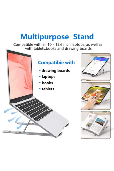 Generic Foldable Laptop Stand – Adjustable, Portable, Ergonomic Riser for 10–18" Devices