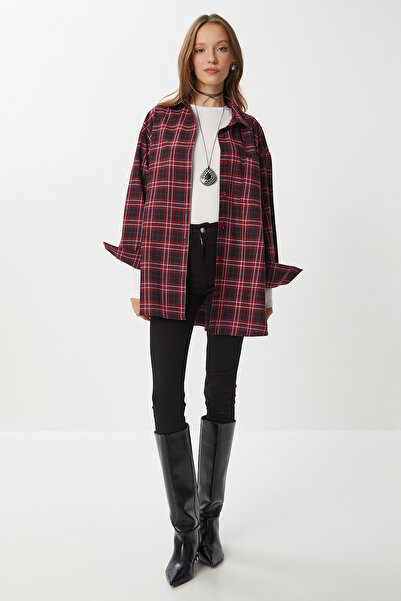 Lovelyİstanbul Cămașă pentru pășunăriști cu carouri supradimensionat LDZ0049 ...