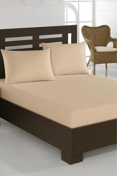 Çeyiz Diyarı Combed Cotton Double Size 180X200 cm Fitted Sheet Beige