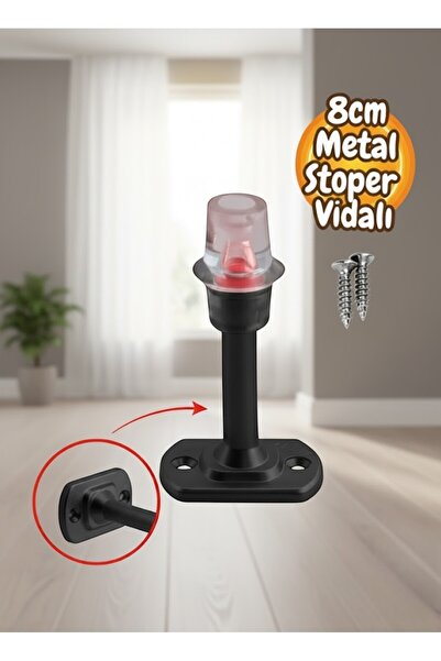 MH MiniHediye Kapı Kolu Stoperi Tamponu Durdurucusu Tutucu Tutacağı Plastik Mat Siyah Stopu Silikonlu 8 Cm