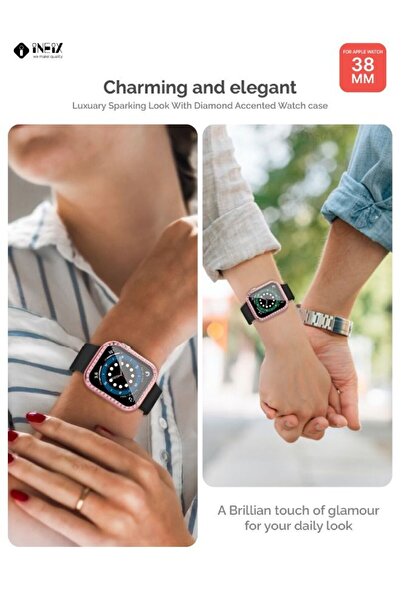 ineix Diamond Accented Case With Screen Protector For Apple Watch 38mm
